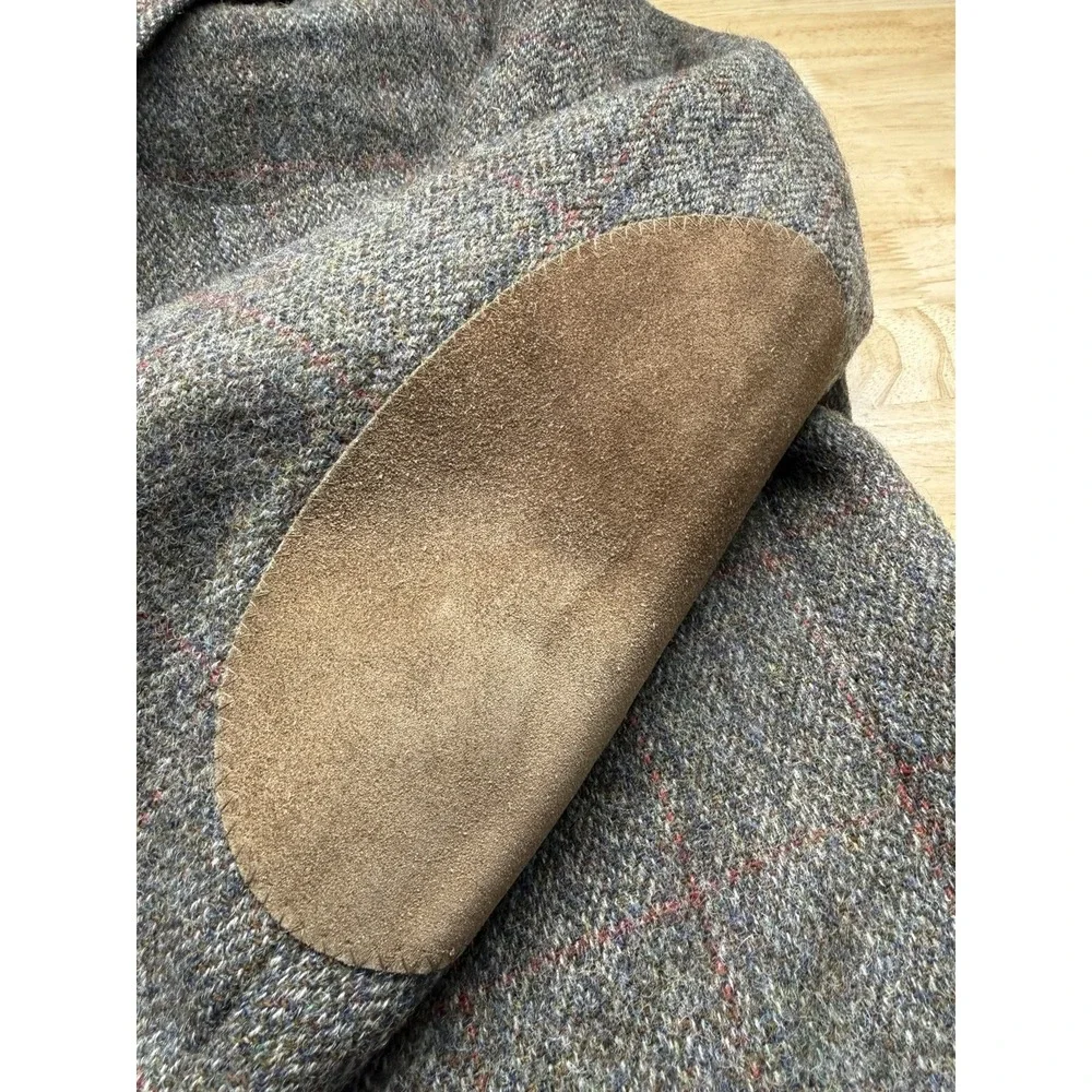 Norm Thompson‎ Tweed Shooting Blazer 48R Brown Herringbone Wool Elbow Patch VTG